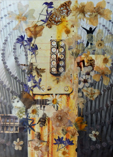 Collages intitulée "Stairway to heaven" par Phil Colisov, Œuvre d'art originale, Huile