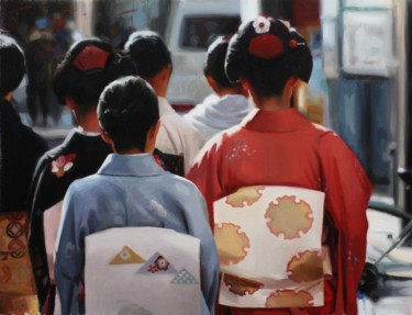 Pintura intitulada "Kotohajime - japane…" por Phil Couture, Obras de arte originais, Óleo