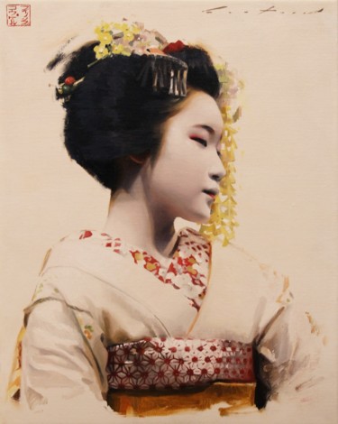 Malerei mit dem Titel "Kanotomo - japanese…" von Phil Couture, Original-Kunstwerk, Öl