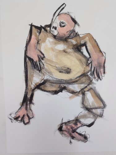 Drawing titled "l'homme au tuba" by Pilip, Original Artwork, Acrylic