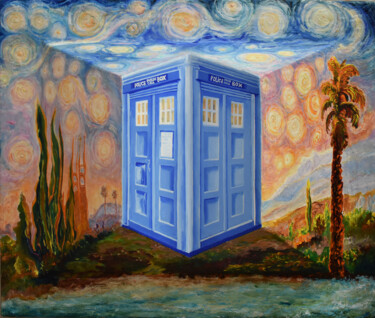 Sculpture titled "The Tardis in Van G…" by Phil Dynan, Original Artwork, Oil Mounted on Other rigid panel