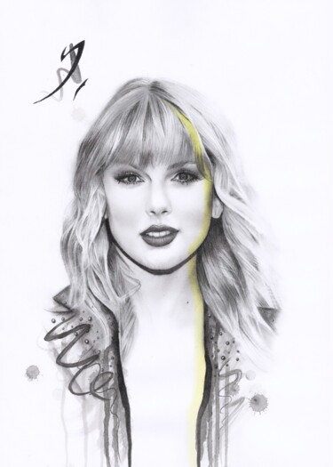 「Taylor Swift」というタイトルの絵画 Phil Smithによって, オリジナルのアートワーク, インク