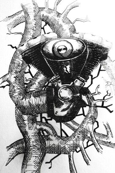 Zeichnungen mit dem Titel "Twincam prophecy" von Phileas Warman, Original-Kunstwerk, Tinte