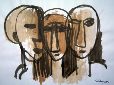 Peinture intitulée "3 CABEZAS" par Sadon Gérard, Œuvre d'art originale