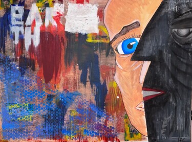 Malerei mit dem Titel "Two faced" von Philip Craubner, Original-Kunstwerk, Acryl Auf Keilrahmen aus Holz montiert