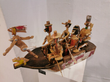 Escultura intitulada "La pirogue" por Philip Marchal, Obras de arte originais, Madeira