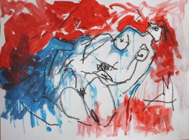 Картина под названием "BLAUER AKT (Philip…" - Philip/Ulrike Langen, Подлинное произведение искусства, Акрил