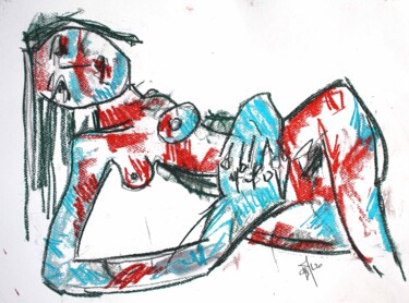 绘画 标题为“AKT MIT GEFALTETEN…” 由Philip/Ulrike Langen, 原创艺术品, 粉彩