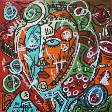 Malerei mit dem Titel "CRAZY HEAD III (Phi…" von Philip/Ulrike Langen, Original-Kunstwerk, Acryl Auf Keilrahmen aus Holz mon…