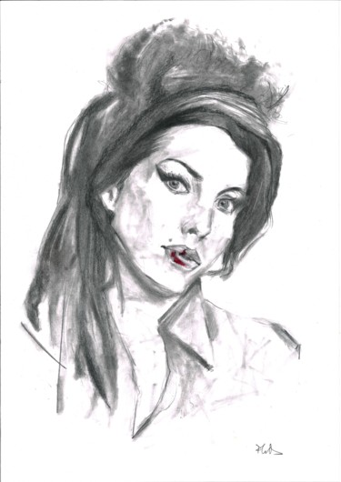 Drawing titled "Amy Winehouse" by Philip Dietrich, Original Artwork, Pencil
