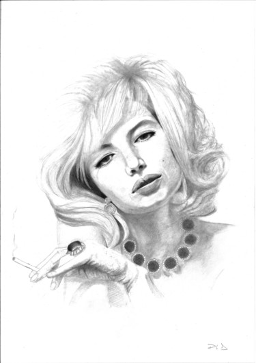 Disegno intitolato "Monica Vitti" da Philip Dietrich, Opera d'arte originale, Matita