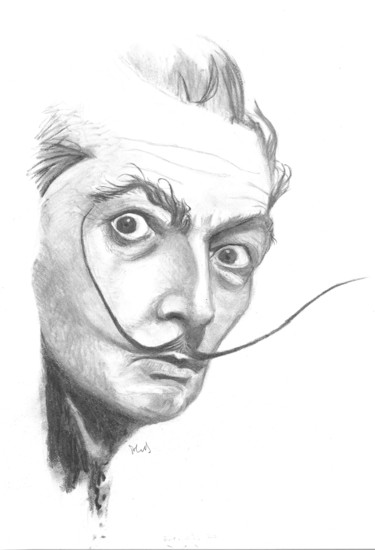 Drawing titled "Salvador Dali" by Philip Dietrich, Original Artwork, Charcoal