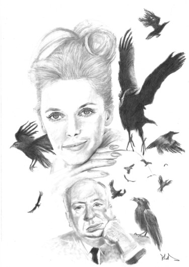 Drawing titled "Les oiseaux" by Philip Dietrich, Original Artwork, Graphite