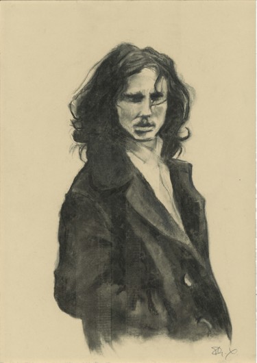 Dibujo titulada "Jim Morrison" por Philip Dietrich, Obra de arte original, Carbón