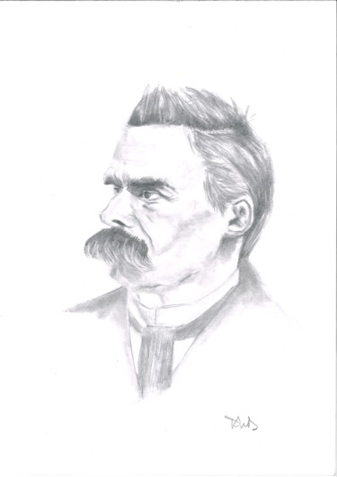 Drawing titled "Friedrich Nietzsche" by Philip Dietrich, Original Artwork, Graphite