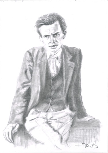 Drawing titled "Aldous Huxley" by Philip Dietrich, Original Artwork, Graphite