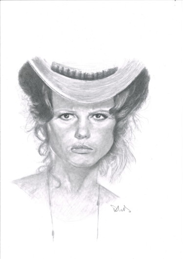 Zeichnungen mit dem Titel "Claudia Cardinale" von Philip Dietrich, Original-Kunstwerk, Graphit