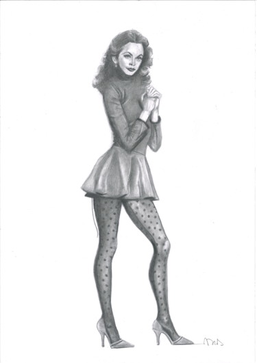 Rysunek zatytułowany „Heidy Lamarr” autorstwa Philip Dietrich, Oryginalna praca, Grafit