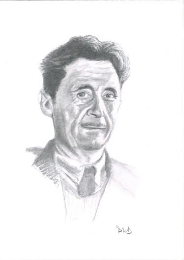 Zeichnungen mit dem Titel "George Orwell" von Philip Dietrich, Original-Kunstwerk, Graphit