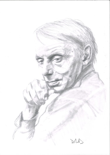 Drawing titled "Michel Houellebecq" by Philip Dietrich, Original Artwork, Graphite