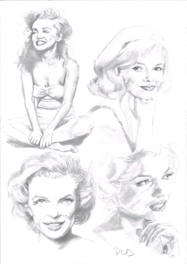 Dessin intitulée "Marilyn Monroe" par Philip Dietrich, Œuvre d'art originale, Graphite