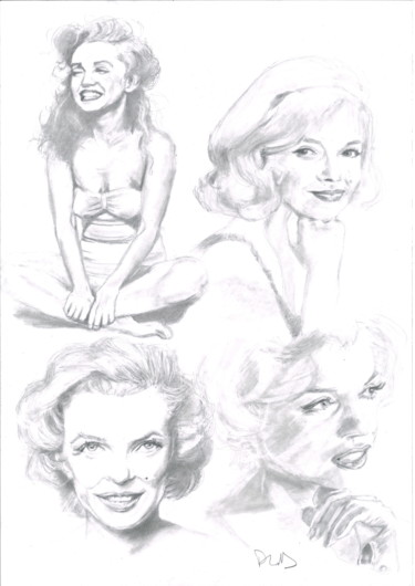 Rysunek zatytułowany „Marilyn Monroe” autorstwa Philip Dietrich, Oryginalna praca, Grafit