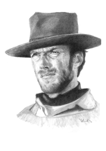 Dessin intitulée "Clint Eastwood" par Philip Dietrich, Œuvre d'art originale, Graphite