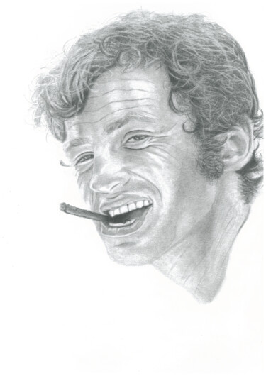 Drawing titled "Jean-Paul Belmondo" by Philip Dietrich, Original Artwork, Graphite