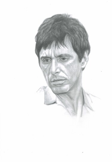 「Al Pacino - Scarface」というタイトルの描画 Philip Dietrichによって, オリジナルのアートワーク, グラファイト