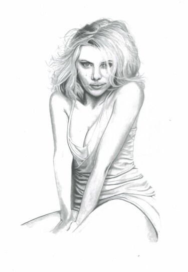 Drawing titled "Scarlett Johansson" by Philip Dietrich, Original Artwork, Graphite