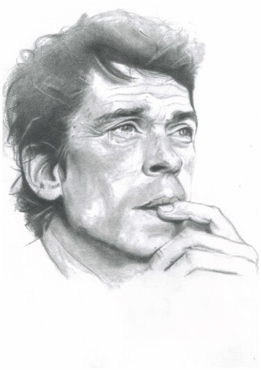 Drawing titled "Jacques Brel" by Philip Dietrich, Original Artwork, Graphite