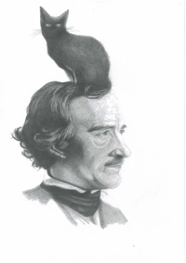 Zeichnungen mit dem Titel "Edgar Allan Poe" von Philip Dietrich, Original-Kunstwerk, Graphit