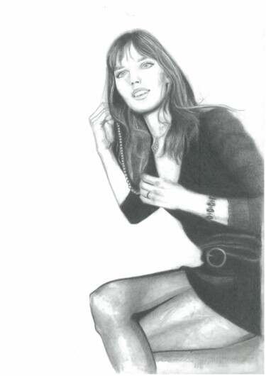 Dibujo titulada "Jane B." por Philip Dietrich, Obra de arte original, Grafito