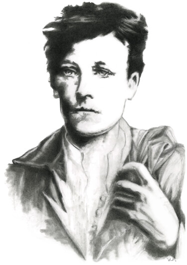 Zeichnungen mit dem Titel "Arthur Rimbaud" von Philip Dietrich, Original-Kunstwerk, Graphit