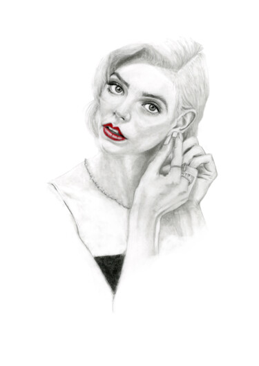 Drawing titled "Anya Taylor-Joy" by Philip Dietrich, Original Artwork, Graphite
