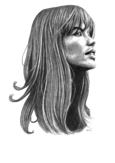 Drawing titled "Françoise Hardy" by Philip Dietrich, Original Artwork, Graphite