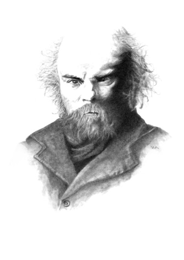 Σχέδιο με τίτλο "Paul Verlaine" από Philip Dietrich, Αυθεντικά έργα τέχνης, Γραφίτης