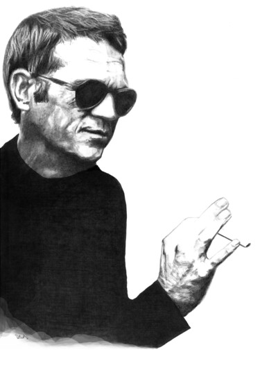 Σχέδιο με τίτλο "Steve McQueen 2" από Philip Dietrich, Αυθεντικά έργα τέχνης, Γραφίτης