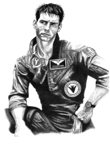 Zeichnungen mit dem Titel "Tom Cruise" von Philip Dietrich, Original-Kunstwerk, Graphit