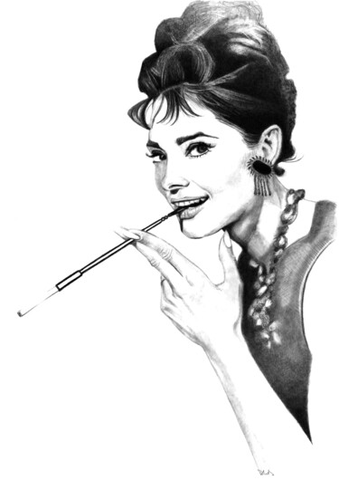 Desenho intitulada "Audrey Hepburn" por Philip Dietrich, Obras de arte originais, Grafite