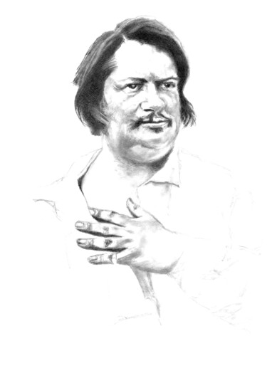 Dibujo titulada "Balzac 2" por Philip Dietrich, Obra de arte original, Grafito