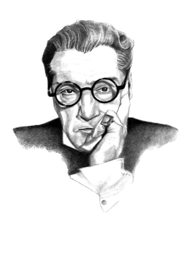 Drawing titled "Sacha Guitry" by Philip Dietrich, Original Artwork, Graphite