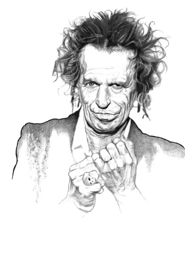 Drawing titled "Keith Richards 2" by Philip Dietrich, Original Artwork, Graphite