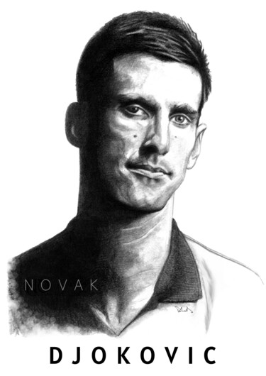 「Djokovic」というタイトルの描画 Philip Dietrichによって, オリジナルのアートワーク, グラファイト