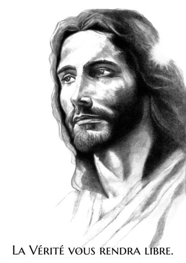 Dibujo titulada "Le Christ" por Philip Dietrich, Obra de arte original, Grafito