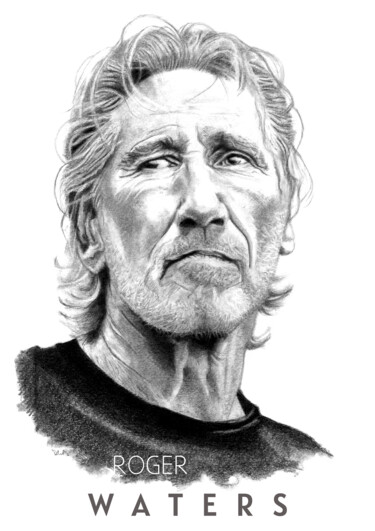 「Roger Waters」というタイトルの描画 Philip Dietrichによって, オリジナルのアートワーク, グラファイト
