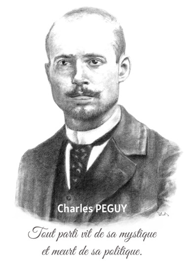 Tekening getiteld "Charles Péguy" door Philip Dietrich, Origineel Kunstwerk, Grafiet