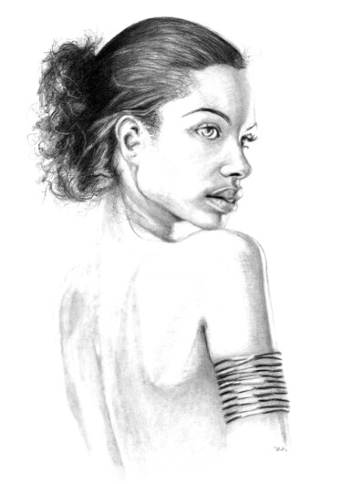 Drawing titled "Muse créole" by Philip Dietrich, Original Artwork, Graphite