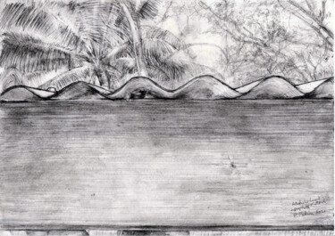 Drawing titled "Coastal Picnic Pavi…" by Philipp Pahin, Original Artwork, Graphite