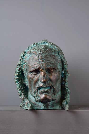 Скульптура под названием "Head of Warrior 10…" - Philipp Rukavishnikov, Подлинное произведение искусства, Бронза